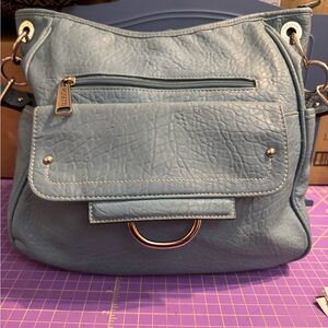 Rosetti Blue Shoulder Bag with Pebbled Texture